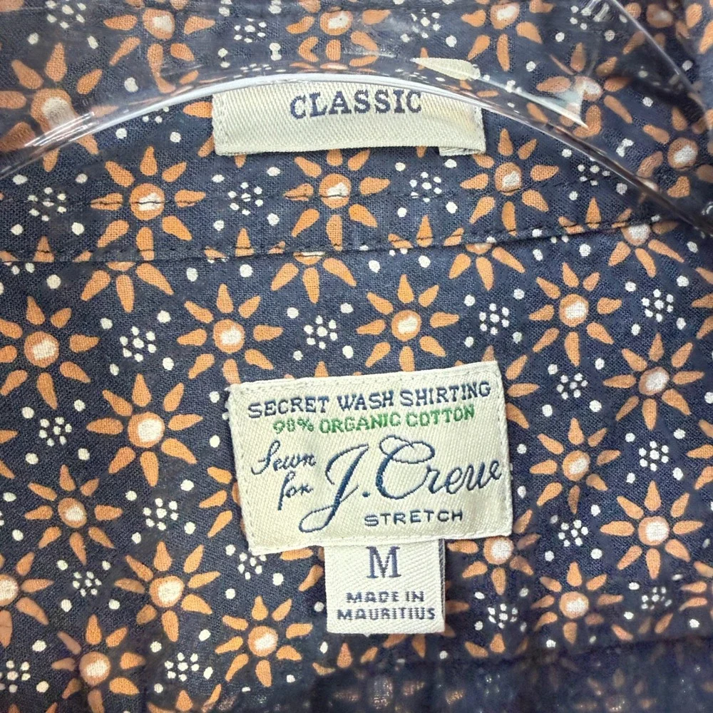 J. Crew Button Down Shirts Men Medium Navy‎ Blue Polka Dot & Floral Lot of 2